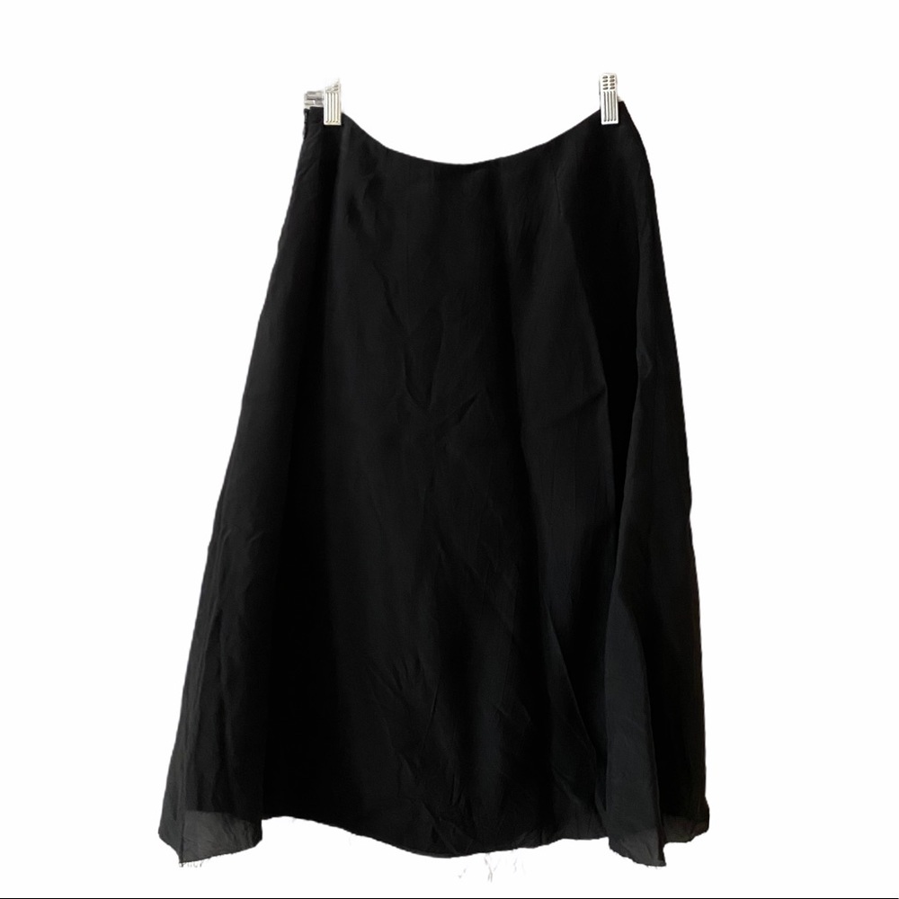 YANG LI black silk raw edge mini skirt